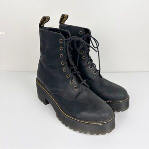 Dr Martens Shriver Hi Leather Boots Black Heel Platform Sz 9